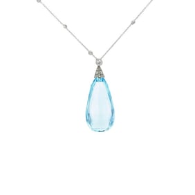 Art Deco Platinum Aquamarine Pendant