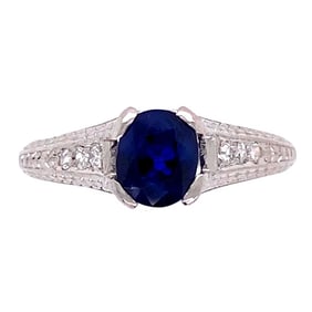 Art Deco Platinum Sapphire Diamond Ring