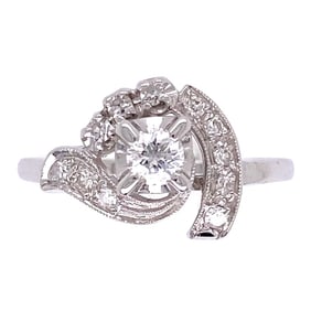 Art Deco 14k White Gold Diamond Ring