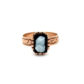 Victorian 9k Rose Gold Sardonyx Cameo Ring