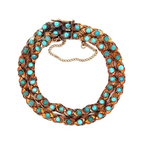 Victorian 14k Rose Gold Turquoise Bracelet