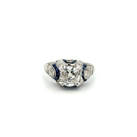 Art Deco Platinum Sapphire Diamond Ring