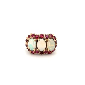 Victorian 14k Gold Opal Ruby Ring