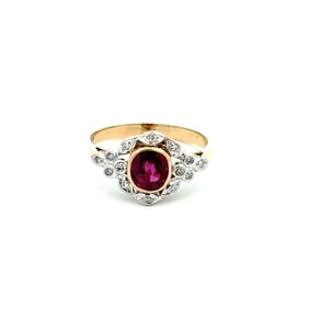 Edwardian 14k Ruby Diamond Two-Tone Ring