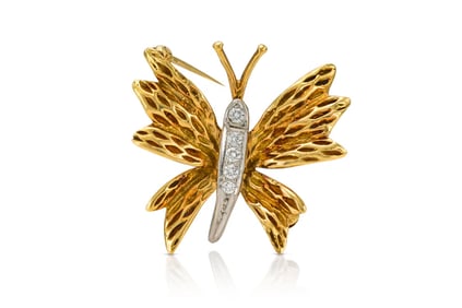 1980s Tiffany & Co. 18k Platinum Diamond Butterfly Brooch