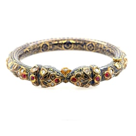 Vintage 22k Gold Mughal Ruby Diamond Bangle