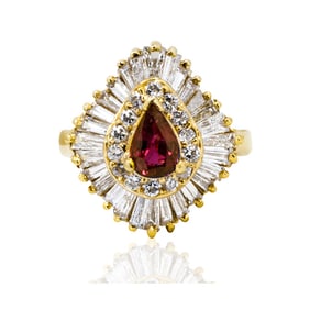 14k Gold Ruby Ballerina Diamond Ring