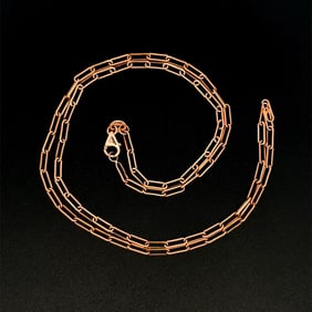 14k Rose Gold Paperclip Chain Necklace 18in