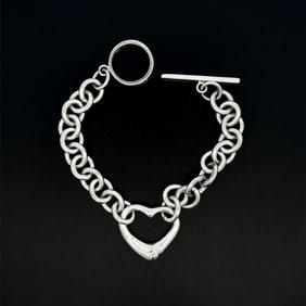 Tiffany Sterling Silver Heart Link Bracelet 7in