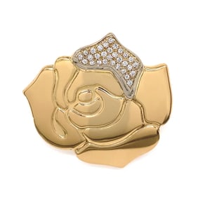 Gio Caroli 18k Gold Diamond Rose Brooch