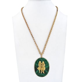 Buccellati 18k Gold Malachite Gemini Pendant