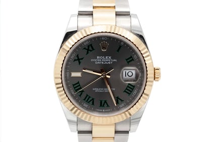 Rolex 18k & Steel Datejust 41 Wimbledon Dial Watch