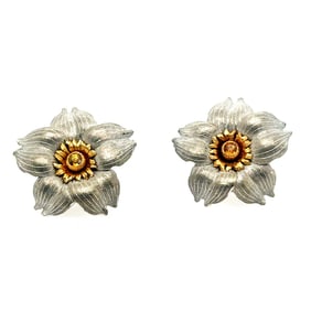 Buccellati 18k Gold Sapphire Flower Earrings
