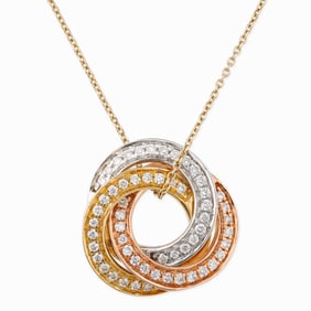 14k Tri-Color Gold Diamond Circle Pendant