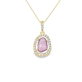 14k Gold Pink Sapphire Diamond Pendant