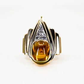 Limoge 14k Gold Yellow Sapphire Diamond Ring