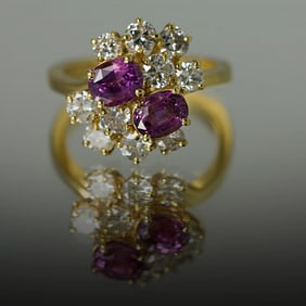 Keith Davis 18k Gold Pink Sapphire Diamond Ring