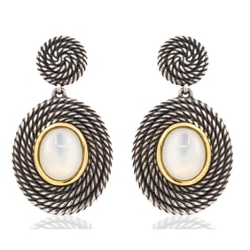 David Yurman Sterling Silver MOP Drop Earrings