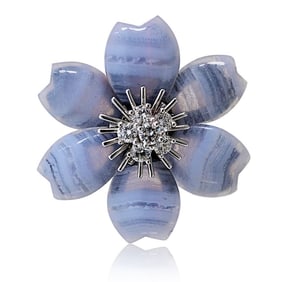 Van Cleef 18k White Gold Rose de Noel Earrings