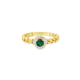 14k Yellow Gold Emerald Diamond Ring
