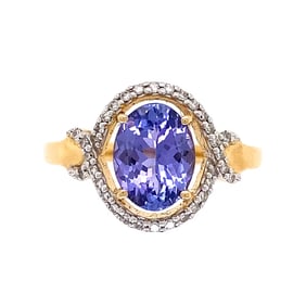 18k YG Tanzanite & Diamond Ring Size 7