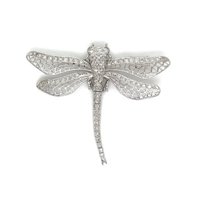 18k WG Diamond Filigree Dragonfly Brooch