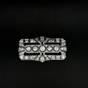 Art Deco French Platinum Diamond Brooch