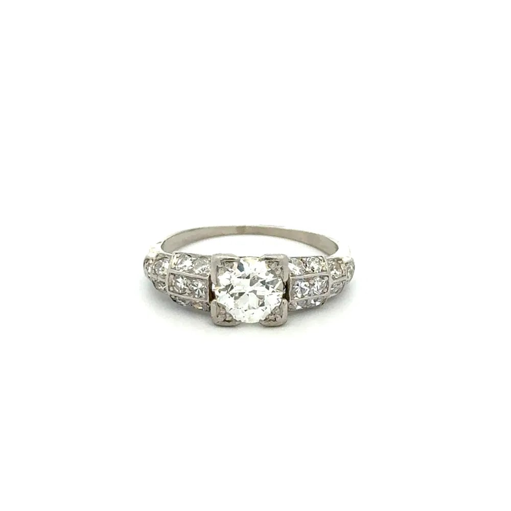 Art Deco Platinum OEC Diamond Milgrain Ring (1 of 4)