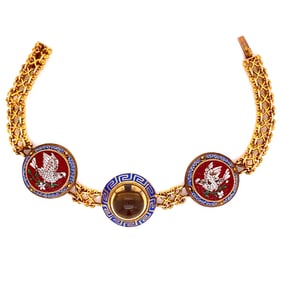 Victorian 14k Gold Mosaic Citrine Bracelet