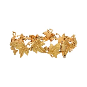 Tiffany 18k Gold Leaf Motif Bracelet