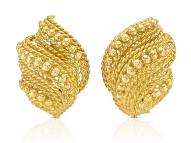 David Webb 18k Gold Earrings 1950s