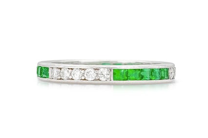 Tiffany Platinum Emerald Diamond Band