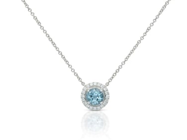 Tiffany Platinum Aquamarine Diamond Necklace