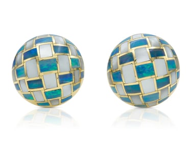 1980s Cummings Tiffany Opal MOP Earrings