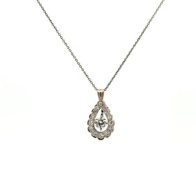 Mid Century 14k WG Pear Diamond Pendant