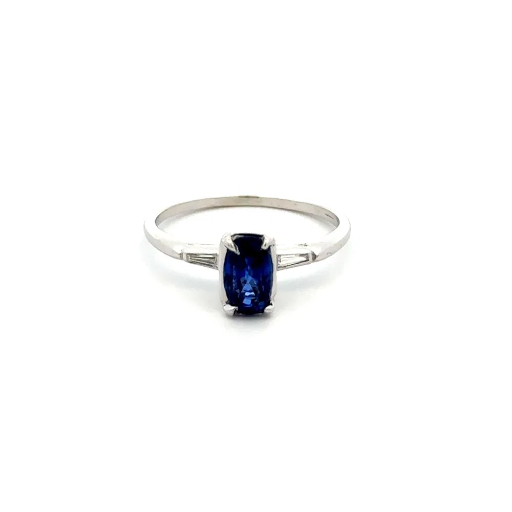 Mid Century 18k WG Sapphire Diamond Ring (1 of 4)