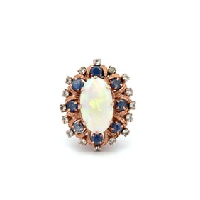Vintage 10k Opal Sapphire Cocktail Ring