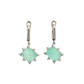 14k WG Chalcedony Diamond Drop Earrings