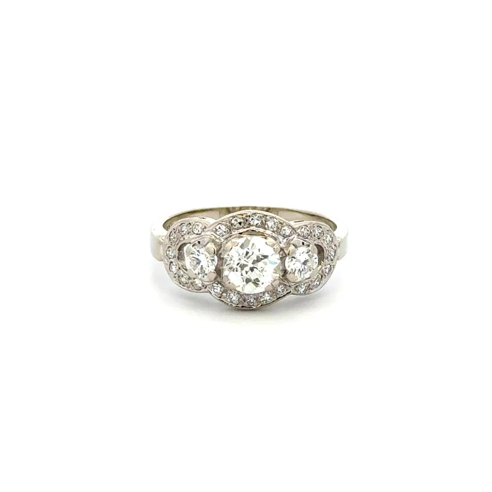 Mid Century Plat 14k Old Mine Diamond Ring (1 of 4)