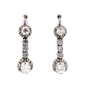 1950s Platinum 1.60tcw Diamond Drop Earrings