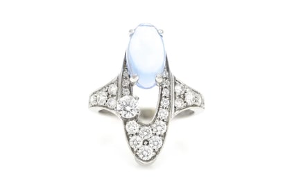 Bvlgari 18k WG Topaz Diamond Elisia Ring