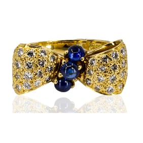Keith Davis 18k Cabochon Sapphire Diamond Ring