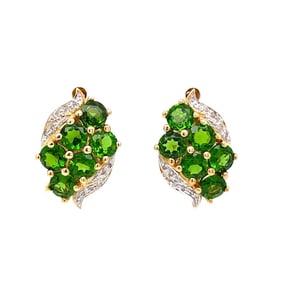 14k Gold Chrome Diopside Diamond Earrings