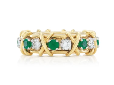 Tiffany & Co. Schlumberger 18k Platinum Emerald Ring