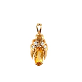 14k YG 6.00ct Citrine & Diamond Enhancer Pendant