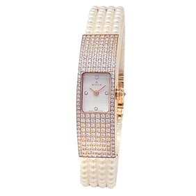 Milus 18k Rose Gold Pearl Diamond Watch
