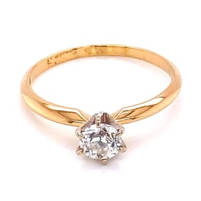 Victorian 14k Gold OEC Diamond Solitaire Ring