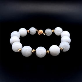 Contemporary 14k Gold Quartz Bead Bracelet