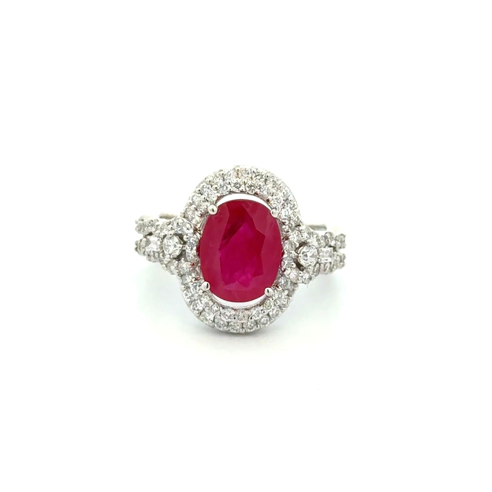 18k WG Ruby Diamond Cluster Ring (1 of 4)