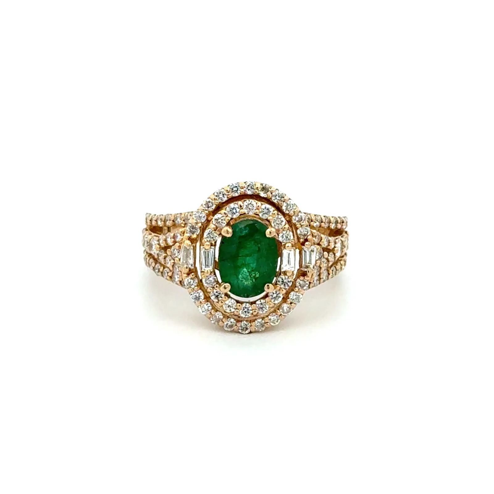 EFFY 14k Gold Emerald Diamond Ring (1 of 4)